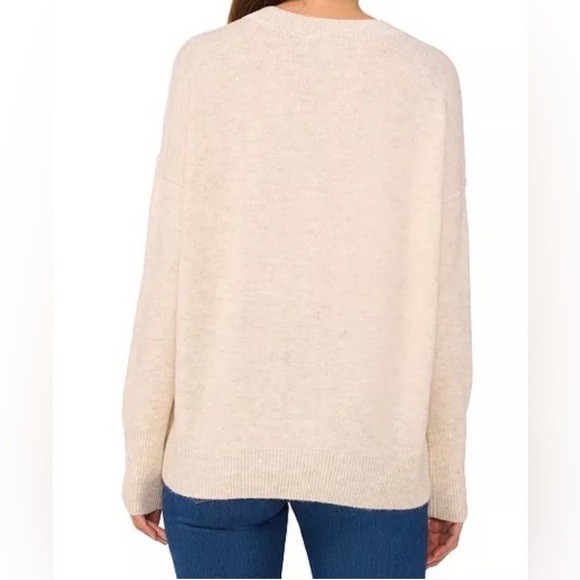 NWT CeCe Heart-Print Crewneck Long-Sleeve Sweater - Picture 2 of 6